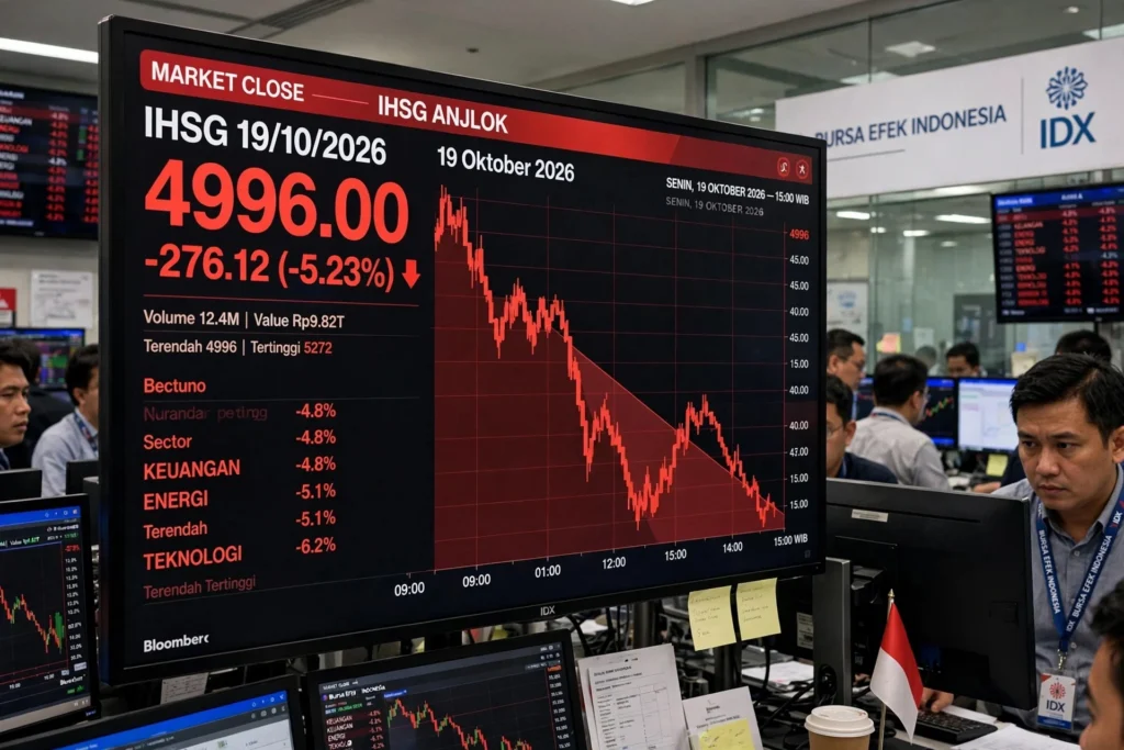 Ilustrasi IHSG Anjlok Parah Hari Ini, 691 Saham Kompak Memerah